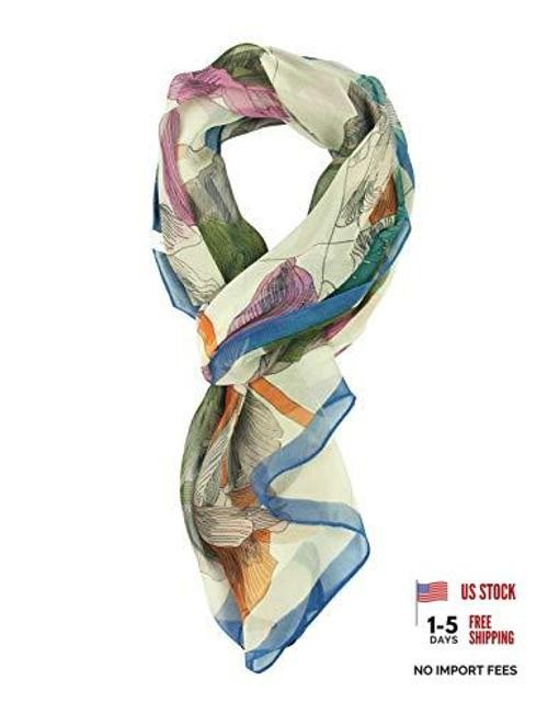 Long Chiffon Fashion Scarf Lightweight Chiffon Sheer for women Flower 730