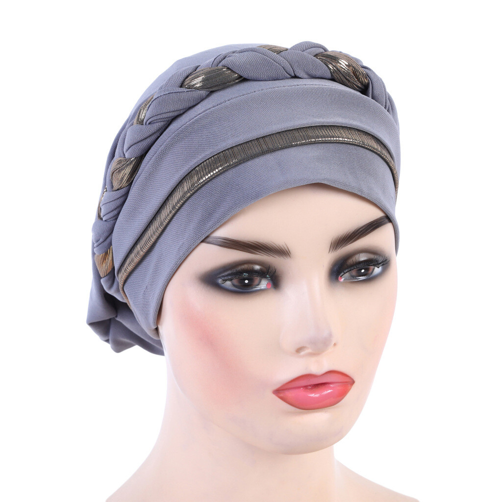 Muslim Women Braid Turban Hat Bonnet Headwrap Chemo Cap Headscarf Beanie Bandana