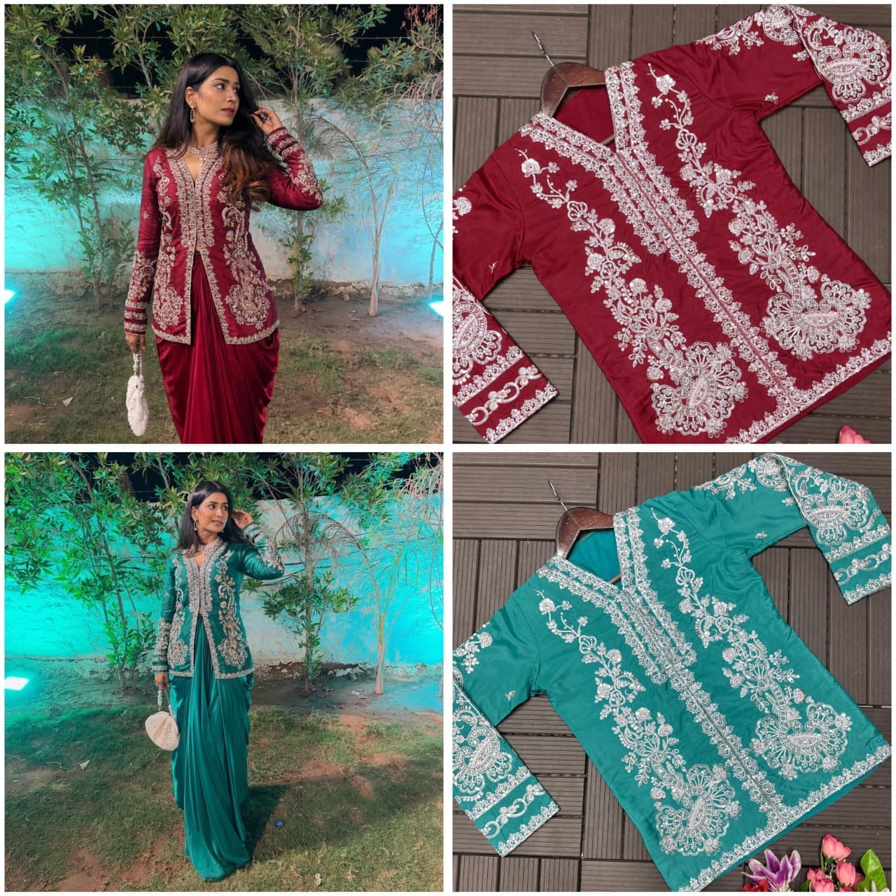 Designer Sari Bollywood Bridal crep Saree Blouse South Indian Ethnic Ready Made