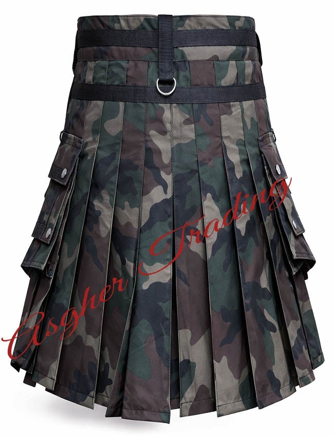 Men’s Scottish Gothic Fashion Urban Camouflage Utility Kilt Custom Size kilts