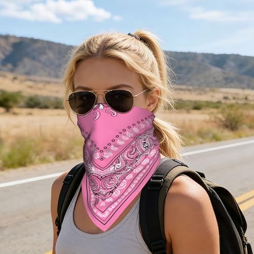 Head Scarf Hair Neck Scarves for Women Fashion Silk Satin Pink Paisley Western