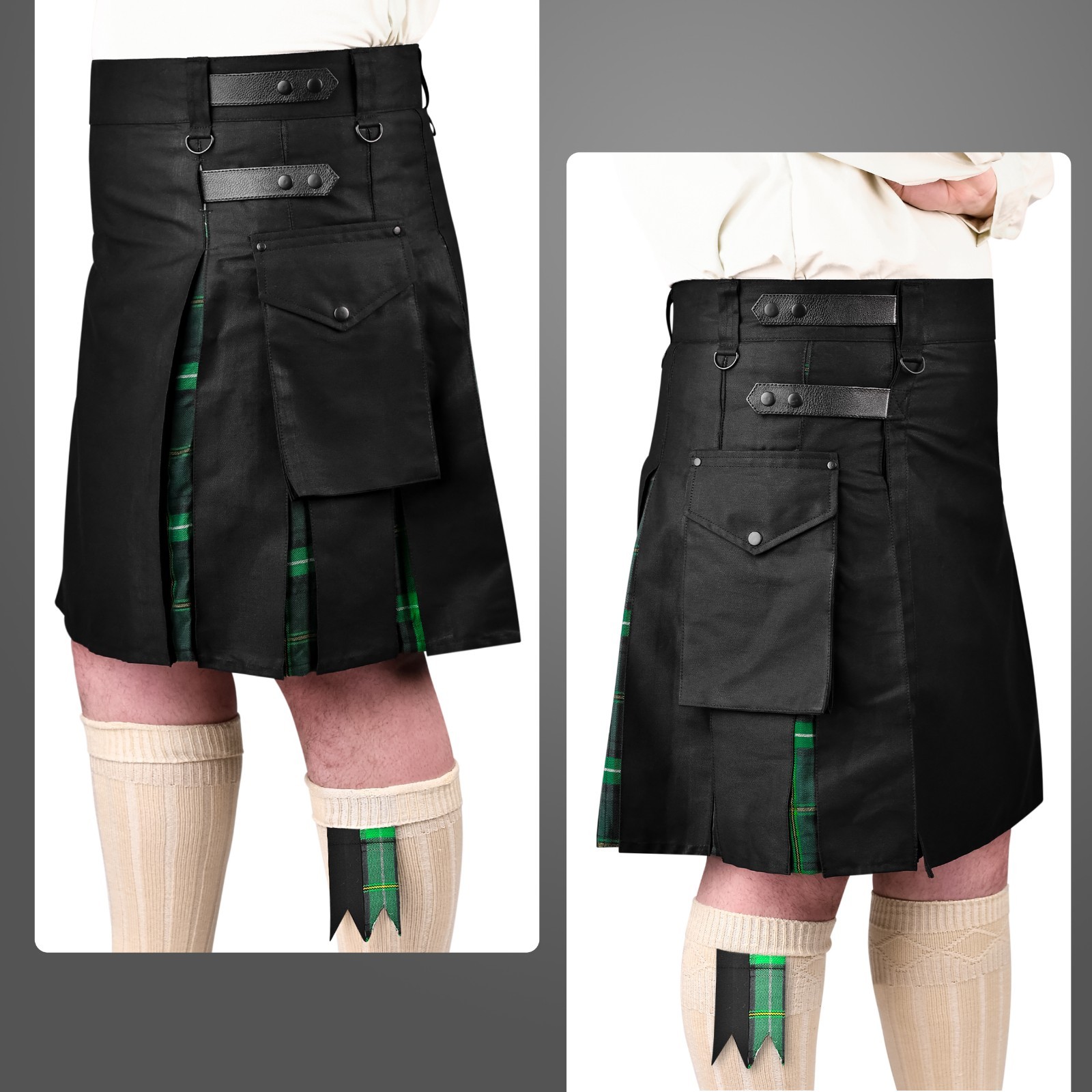 Hybrid Utility Kilts for Men Scottish Traditional Kilt with Flashes (Celtic)