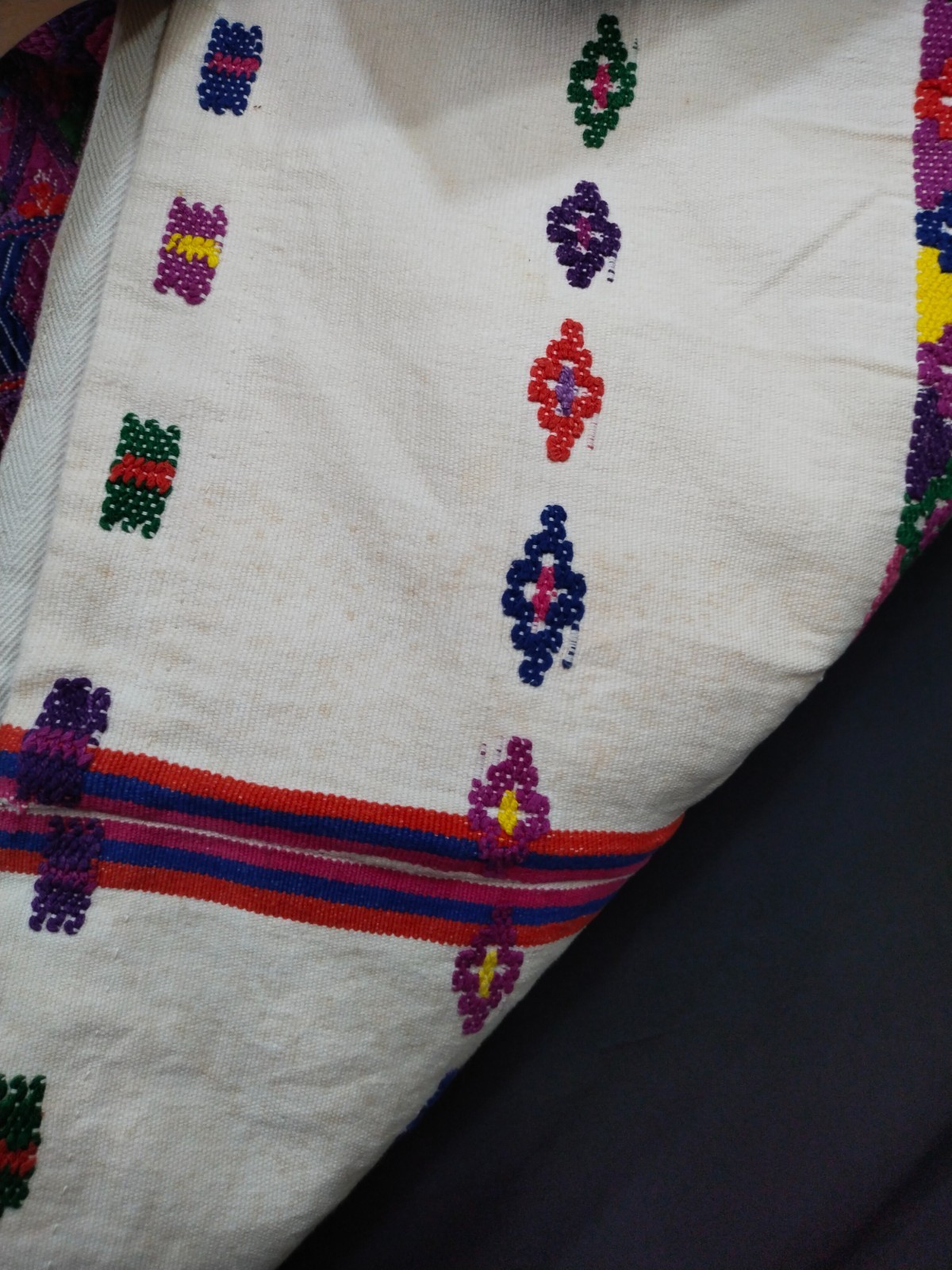 vintage gorgeous guatemalan huipil blouse hand woven brocade embroidery A128