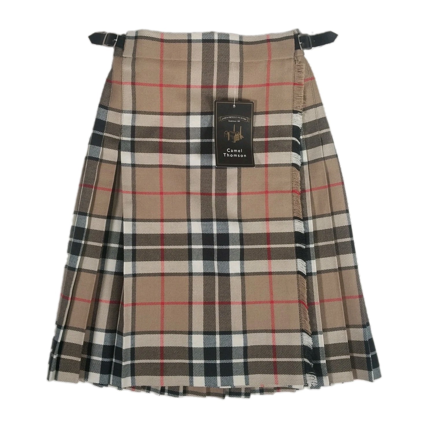 James Pringle Weavers Kids Traditional Kilt Skirt Unisex 7-8 yrs Camel Thompson