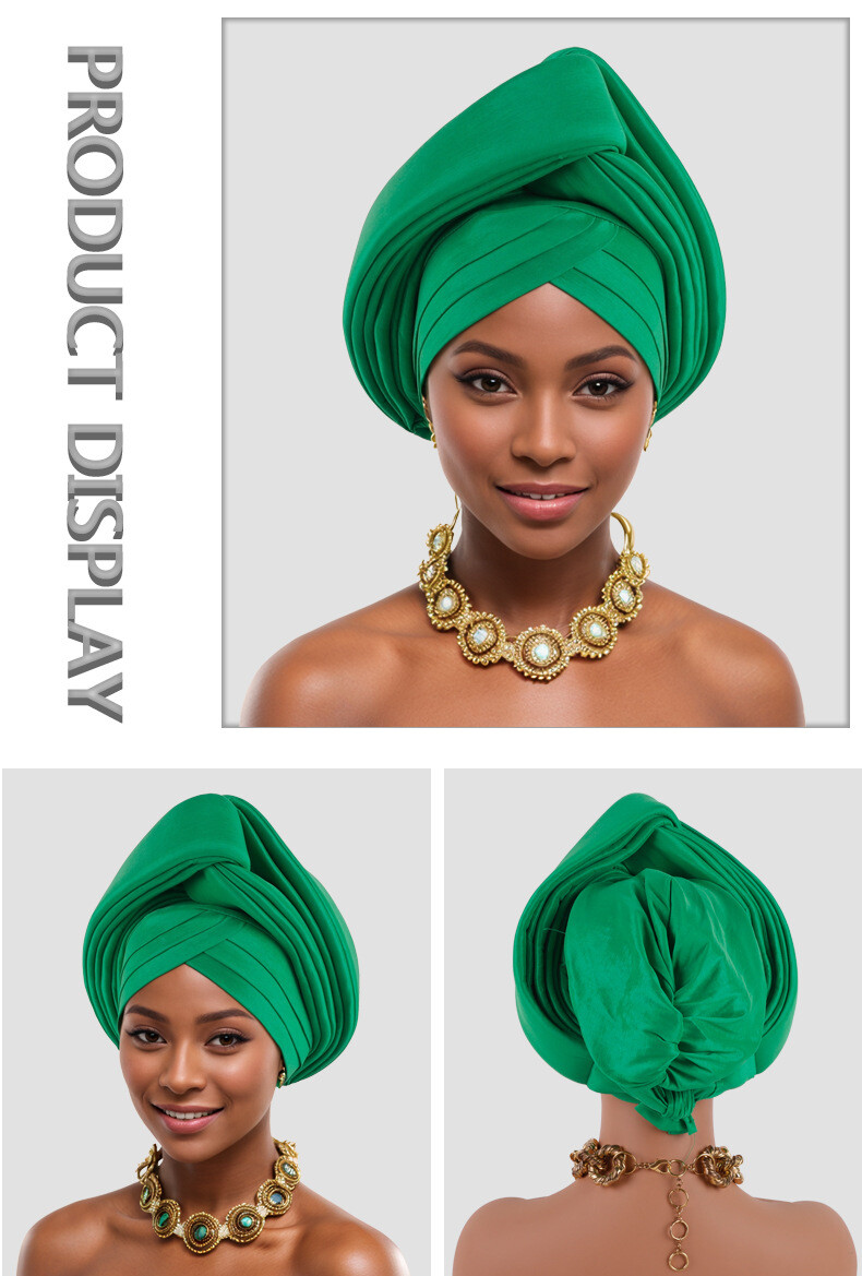 African Nigerian Women Head Wrap Hat Aso Oke Auto Gele Headtie Cap Islamic Hats