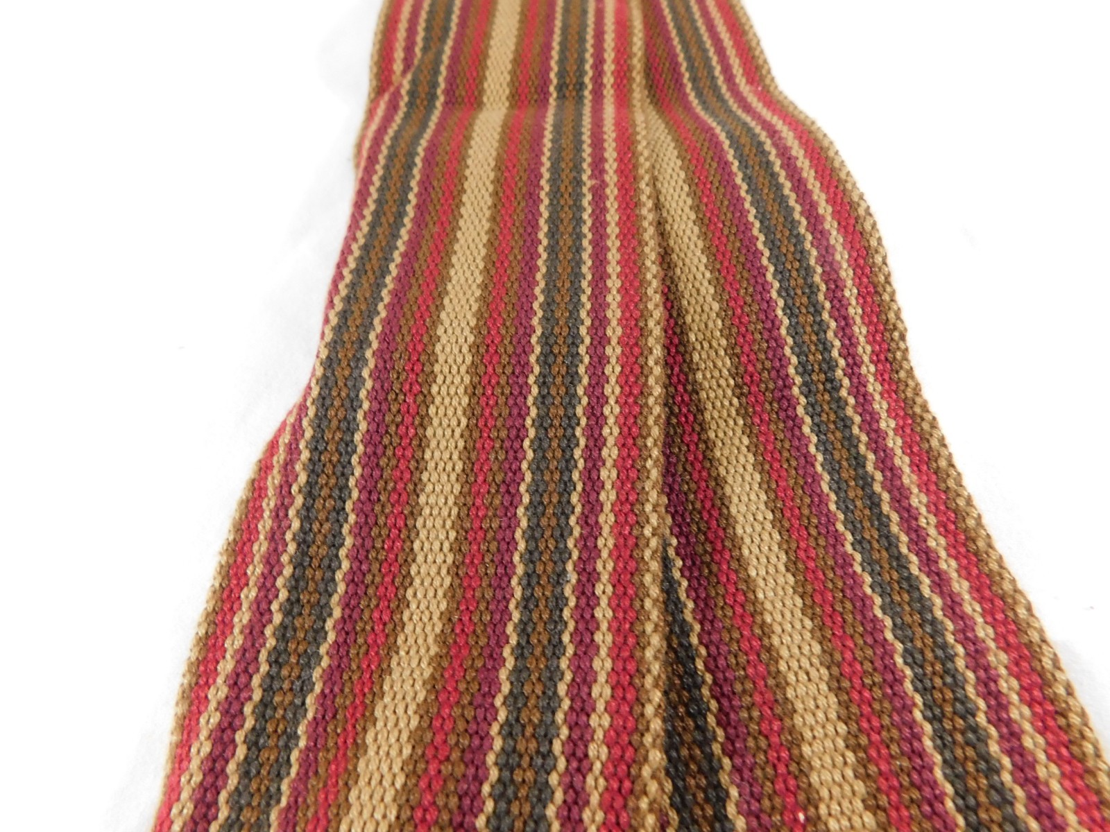 Vintage Cotton Sash Red/Brown Fringe Boho Look 35″ Small
