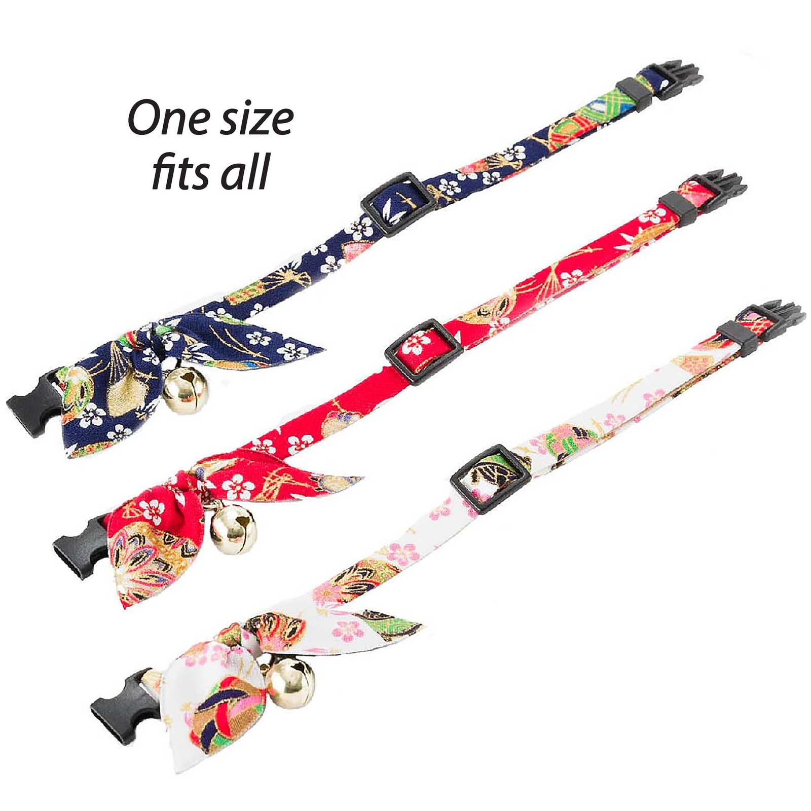 Necoichi Kimono Ribbon Cat Collar (Red) Red