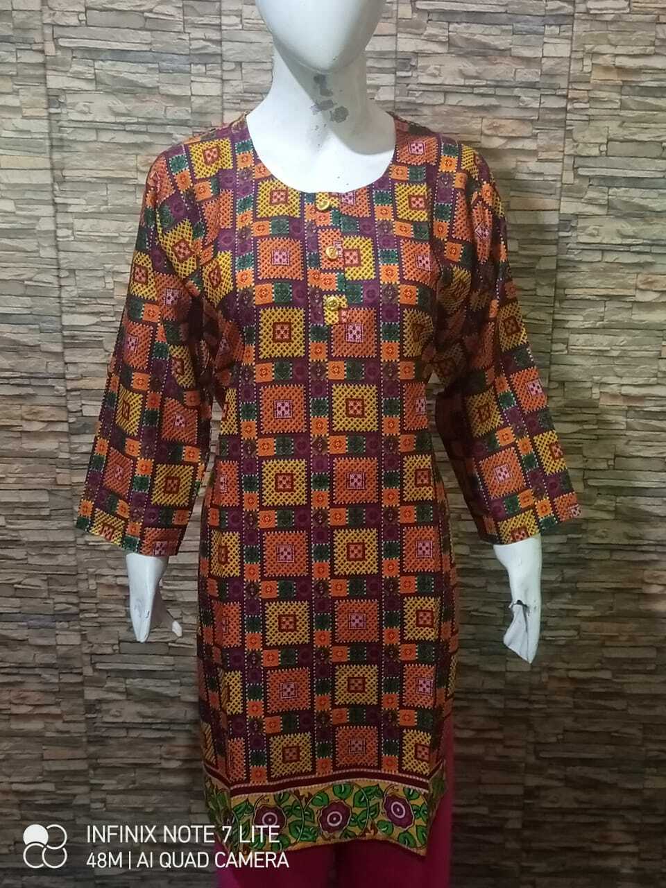 Pakistani Indian Kameez Stitched Size L Kurti/Top/Tunic/Shirt Malti-C (1Pice)