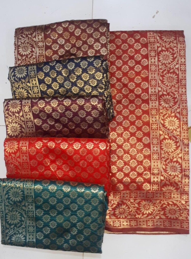 Saree 548 Banarsi Silk Kanjiviram Assorted Saris Semi Stitched Blouse Shieno
