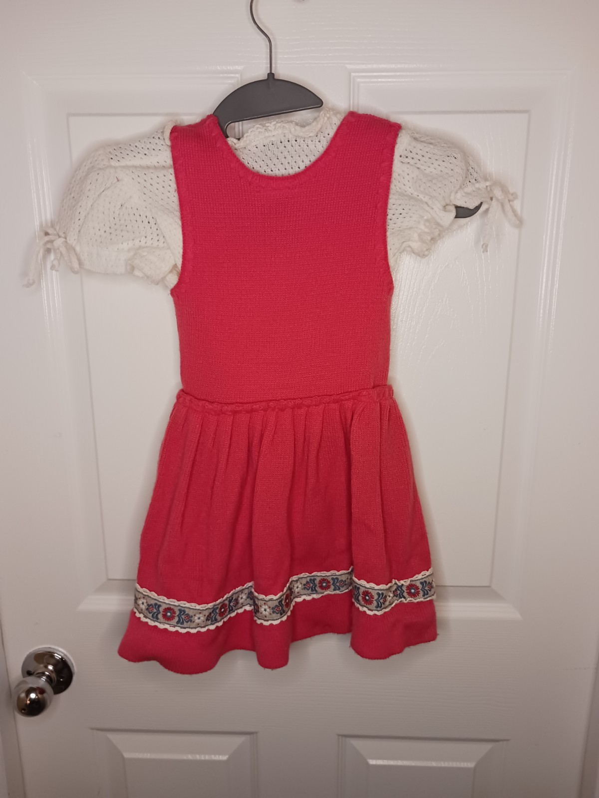 Vintage OCTOBERFEST German Festival Dress Heidi Handmade Girls Sz 4 Pink & White