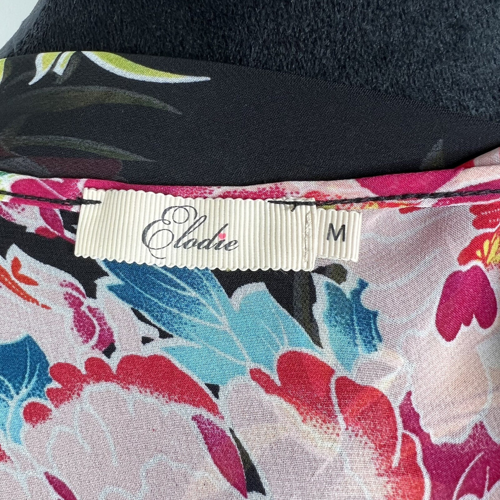 Elodie Womens Sheer Kimono Size Medium Sheer Floral Lightweight Shirt Sleeves