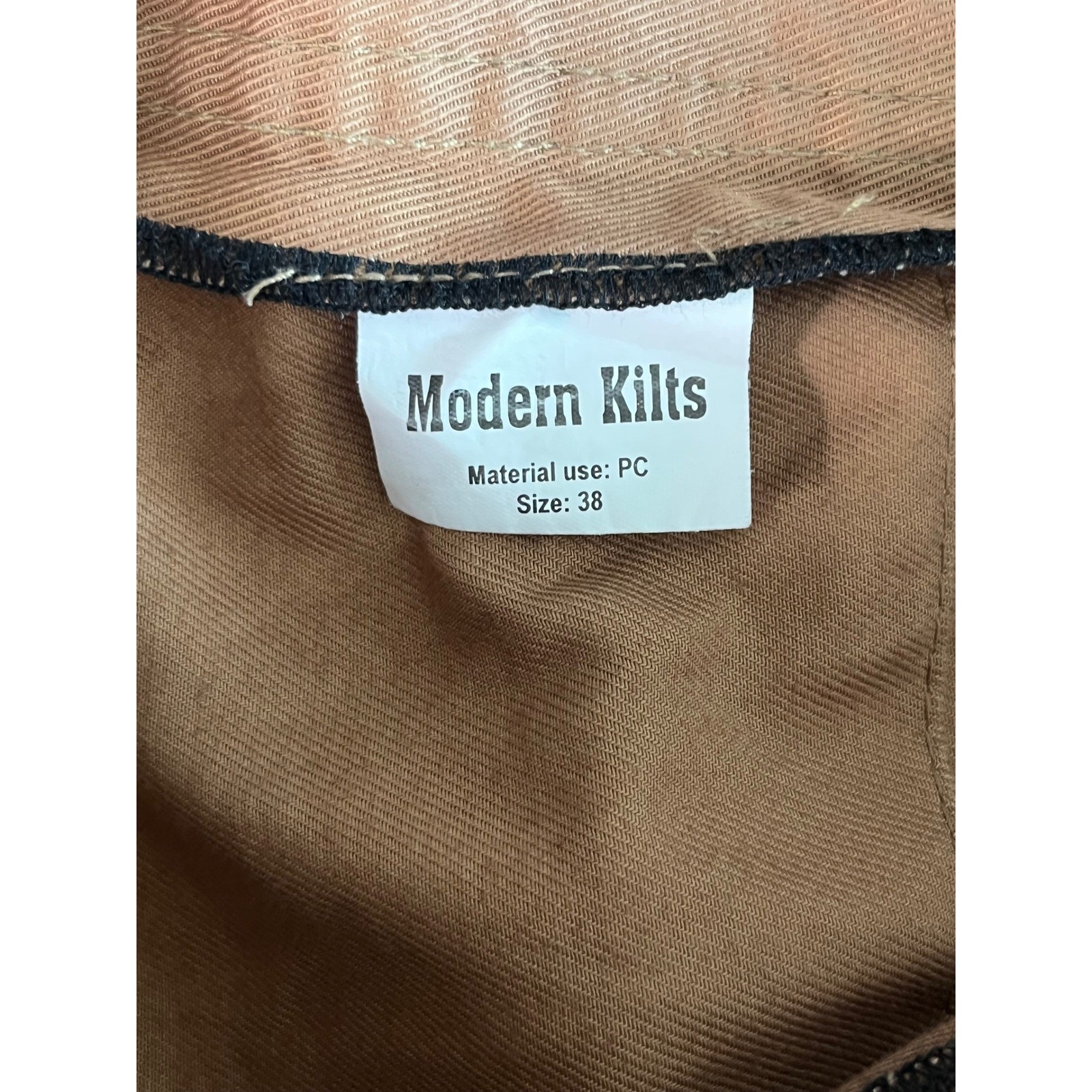 Modern Kilts Mens Brown Utility Cargo Kilt Snap Front Pleated Festival Size 38