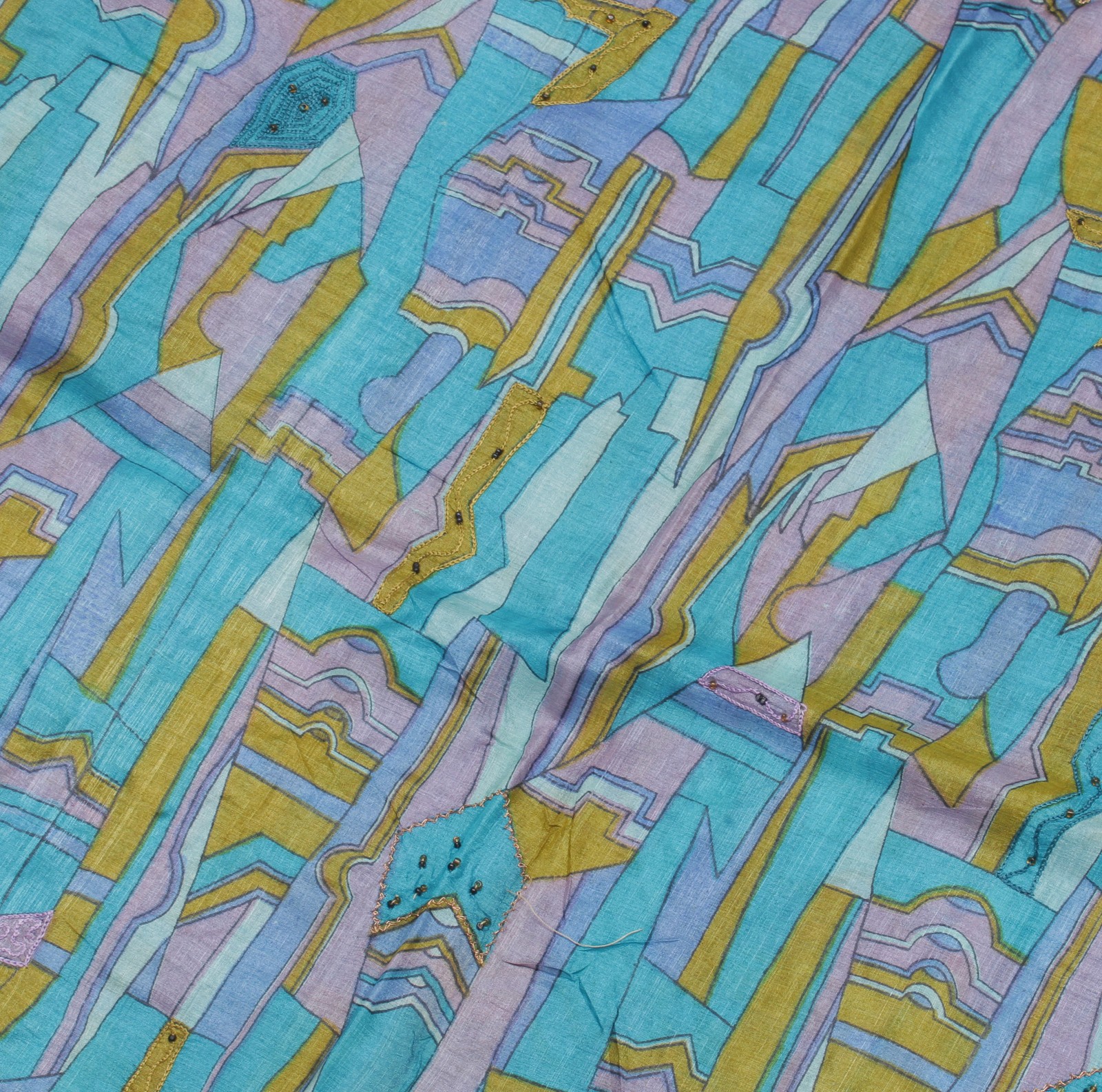 Sushila Vintage Multi-Color Saree Pure Silk Printed & Embroidered Sari Fabric