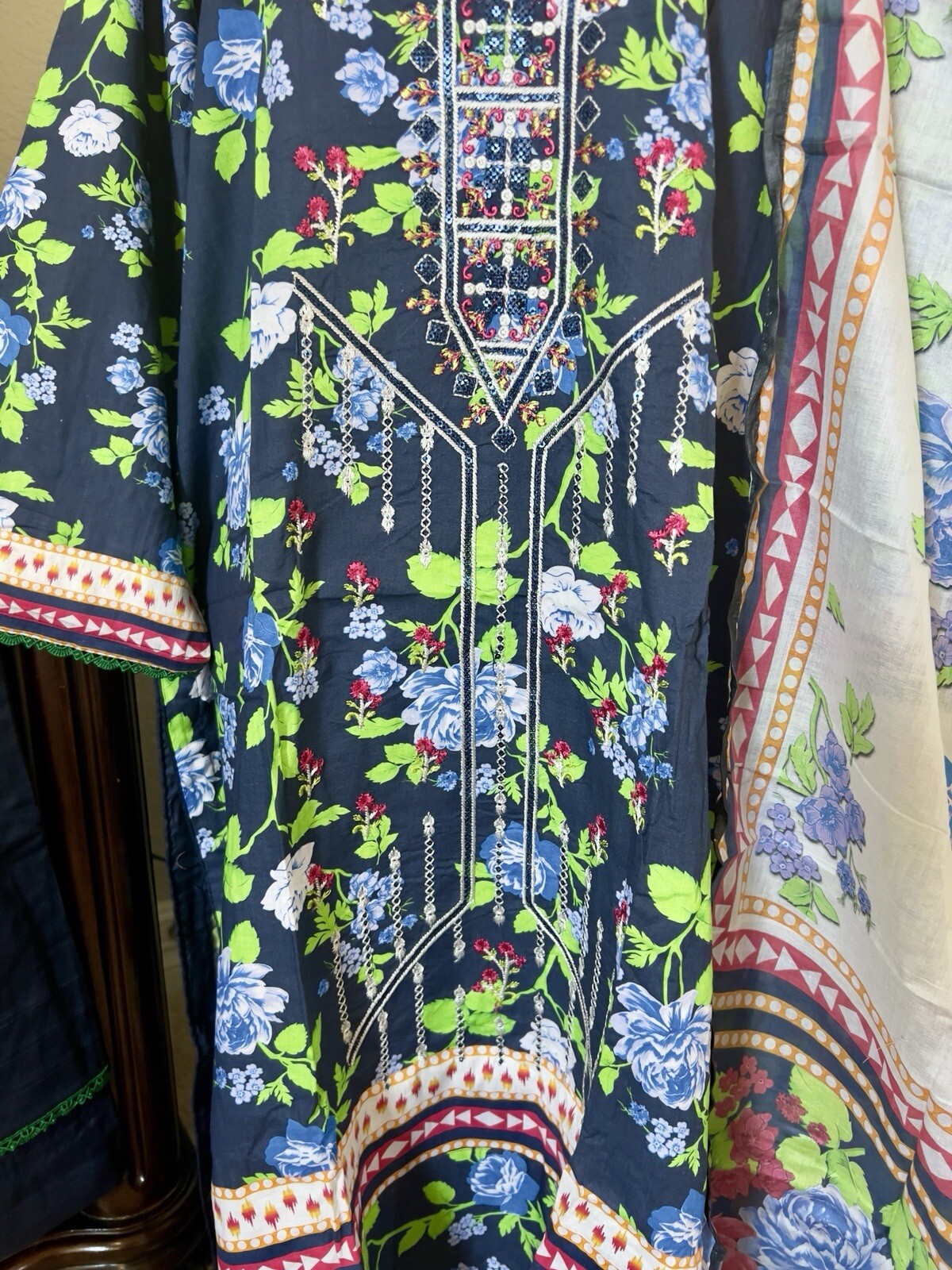 Large Size 42 LAWN 3pc Shalwar Kameez Stitched Embroidered Suit Pakistani Indian