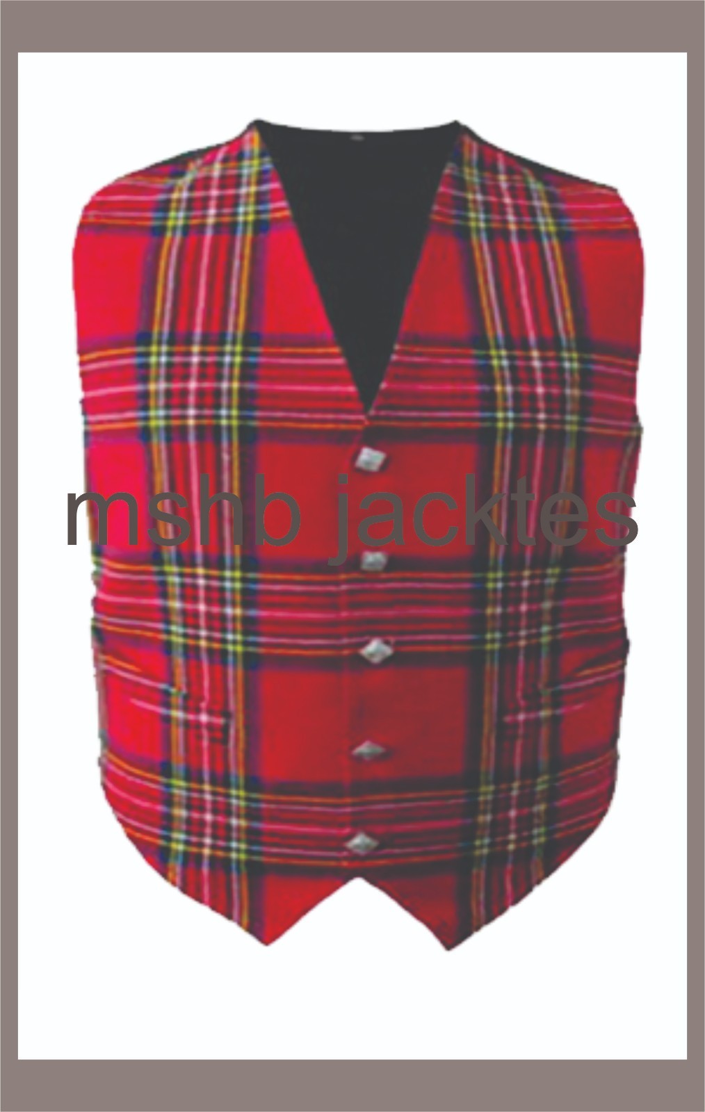 Men custom New Tartan waistcoat, Plaid Kilt Scottish wedding 5 button vest MSHB