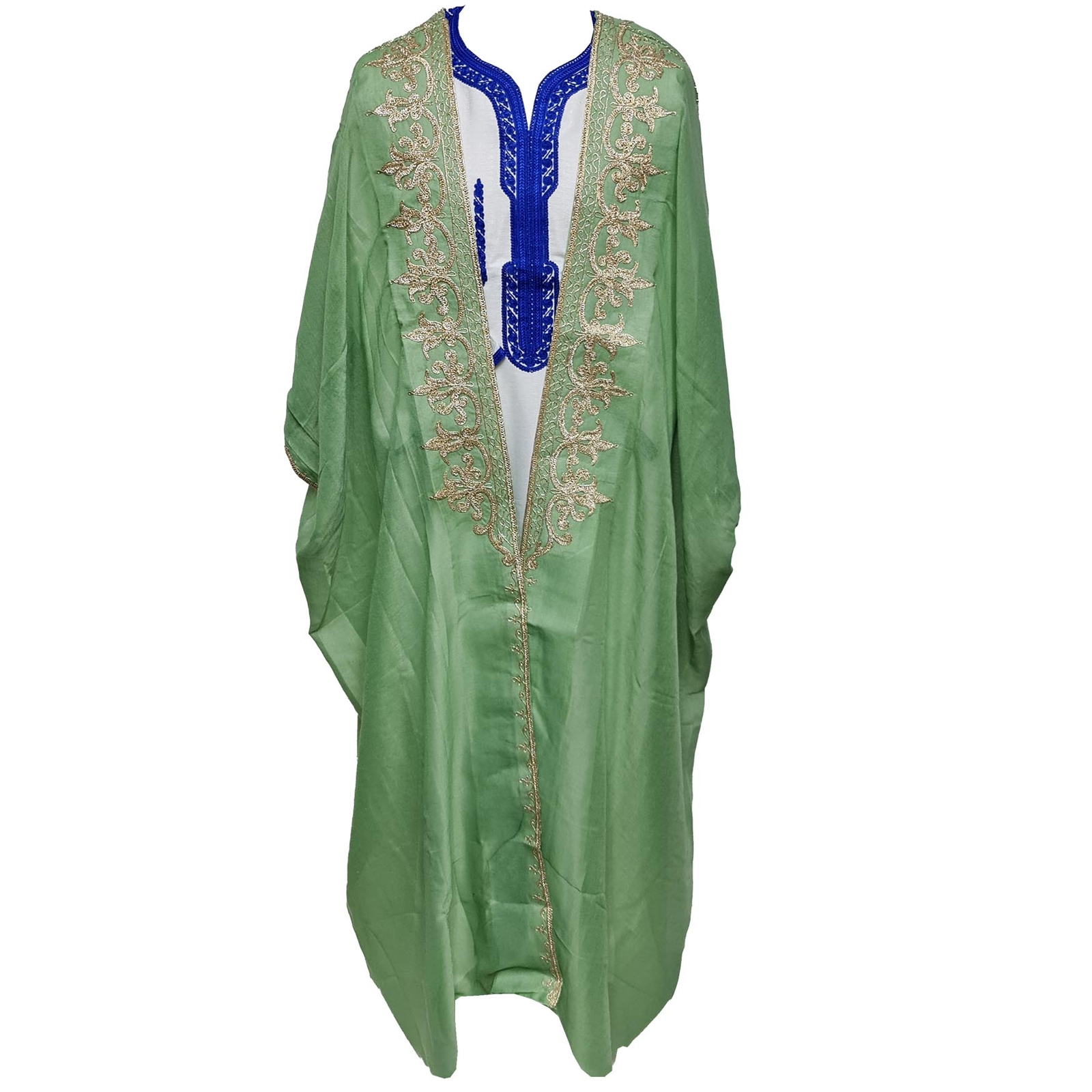 Women’s 3 Quarter Sleeve Arabian Bisht Light Green Cloak Arab Dress Thobe Isl