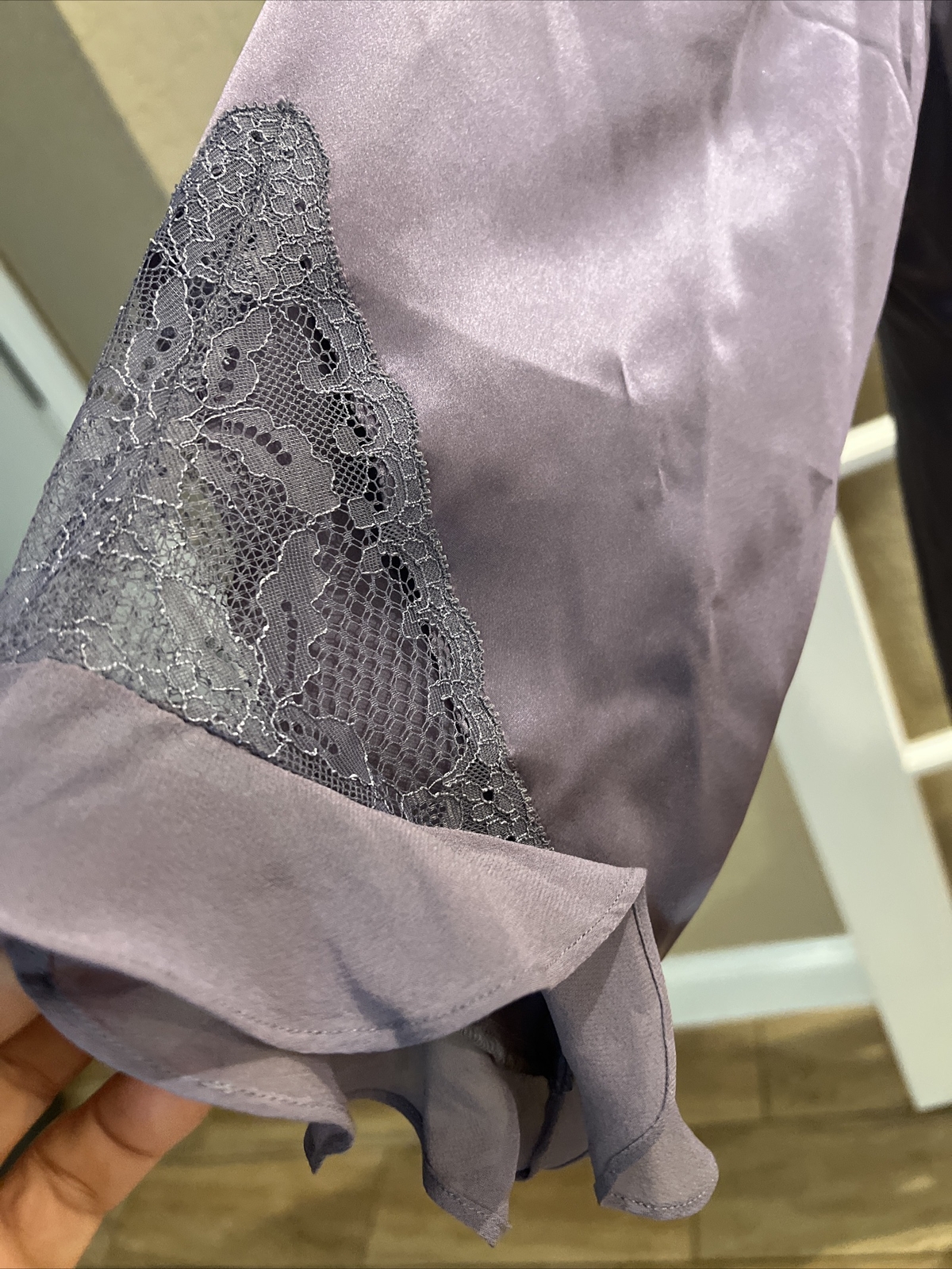 Pure Silk Kimono Robes W/Sheer Trim Bell Sleeves Sz XL Tie Front bhc