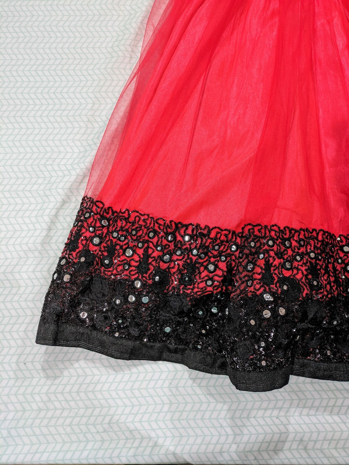 Girls Black & Neon Pink Party Dress Size 8-10 Tulle Lace Sequin Formal