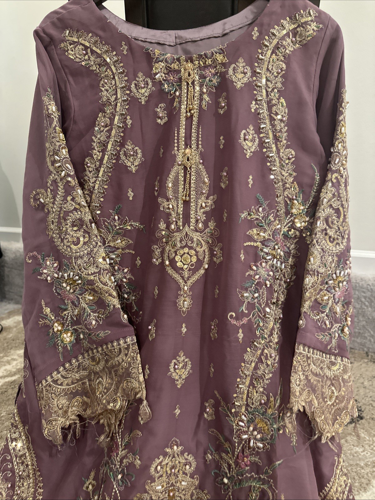 Pakistani Indian salwar kameez Embroidered Chiffon Long Duppatta Bust 36