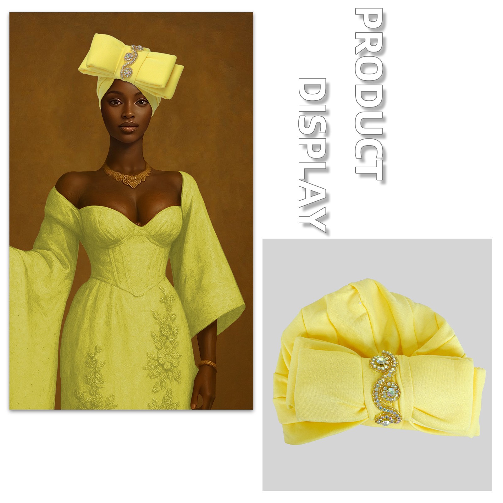 New Africa Tradition Turban Cap Bow Diamond Wrap Hat Auto Gele Birthday Headwear