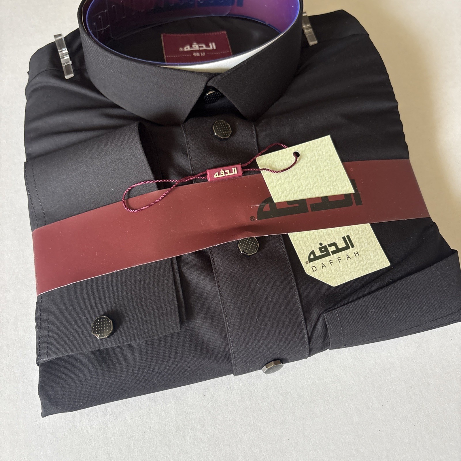 MEN Size 56M DAFFAH High Quality ALL SEASON Thobe CUFF SLEEVE SHIRT COLAR