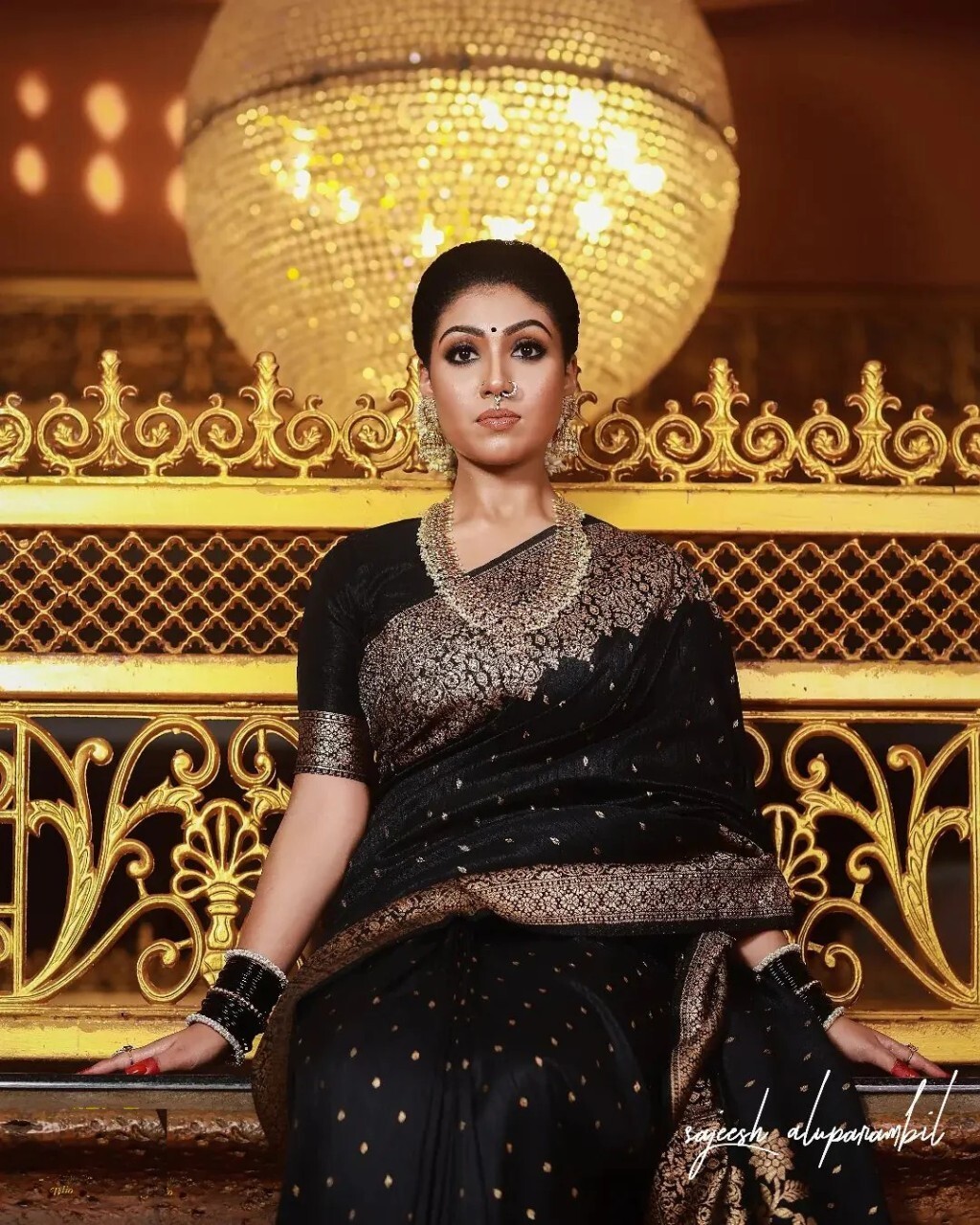 Woven, Self Design Banarasi Silk Blend, Pure Silk Saree (Black)