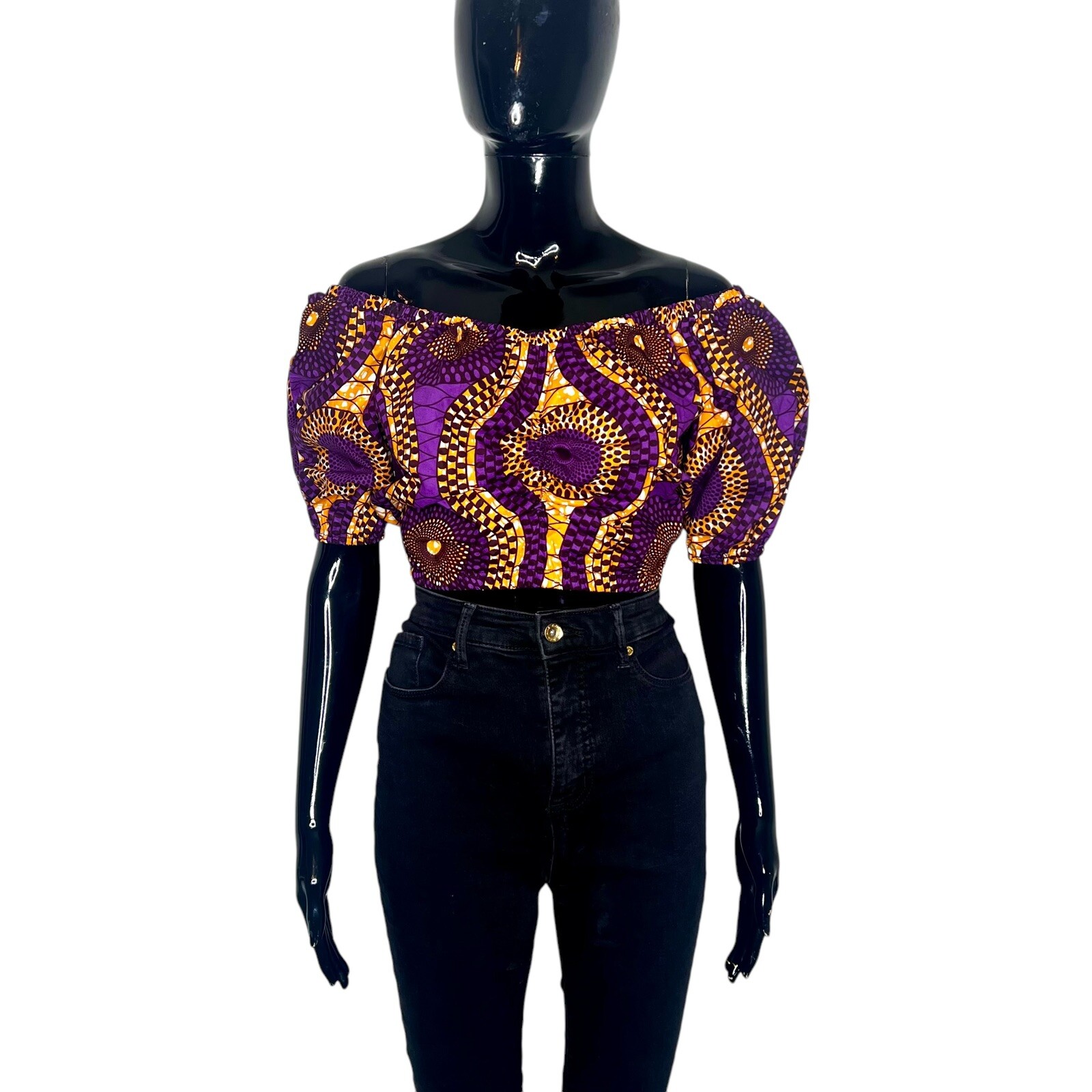Purple & Orange Women African Print Halter Top Blouse