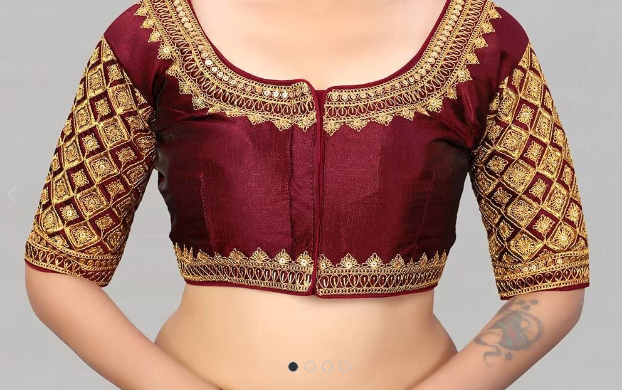 Bollywood Stitched Sari Blouse with Gold work Top Sz M / L Maroon