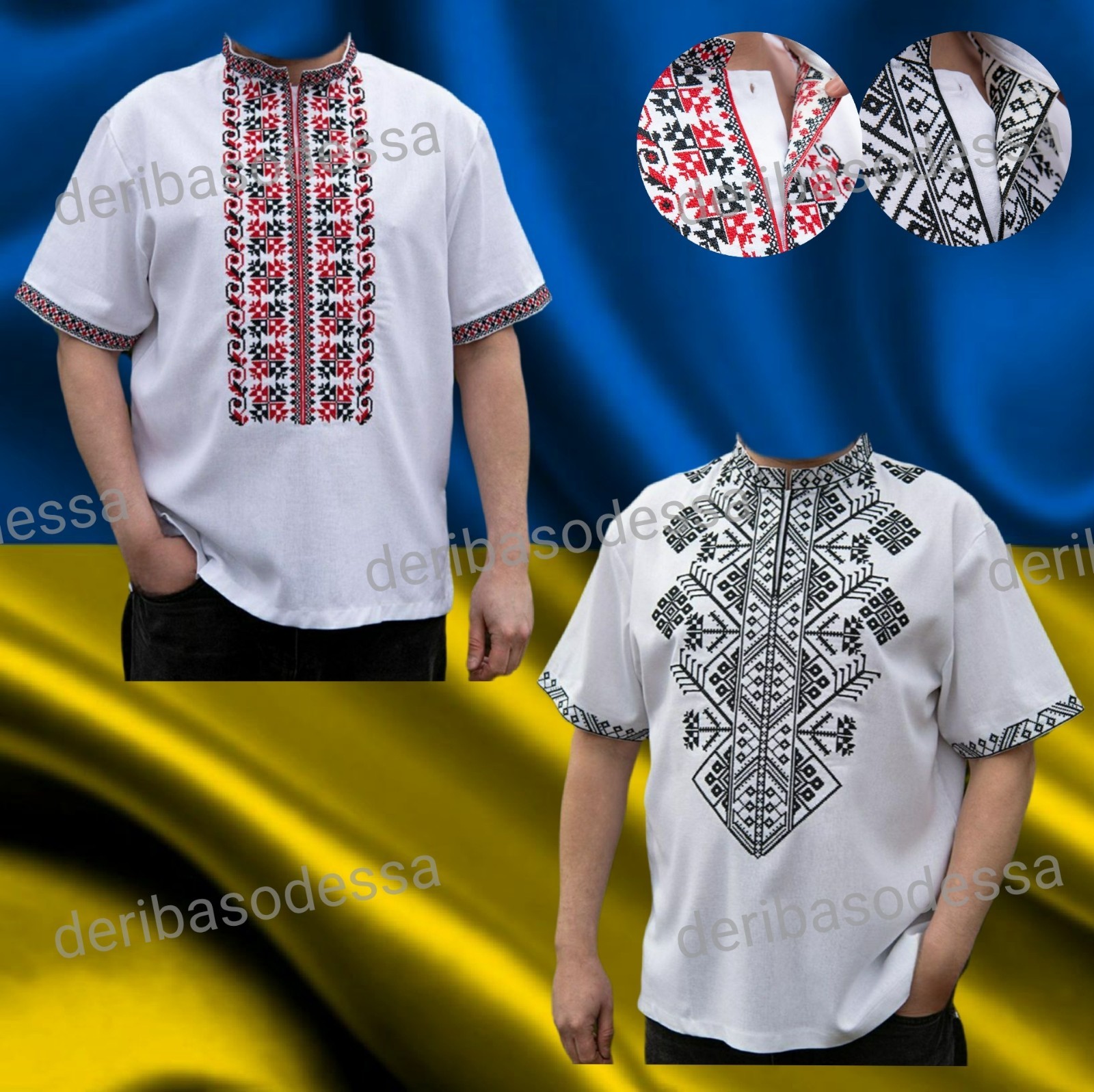 Ukrainian Embroidered Tradition shirt for men Sorochka Vyshyvanka Size(S-M)-5XL