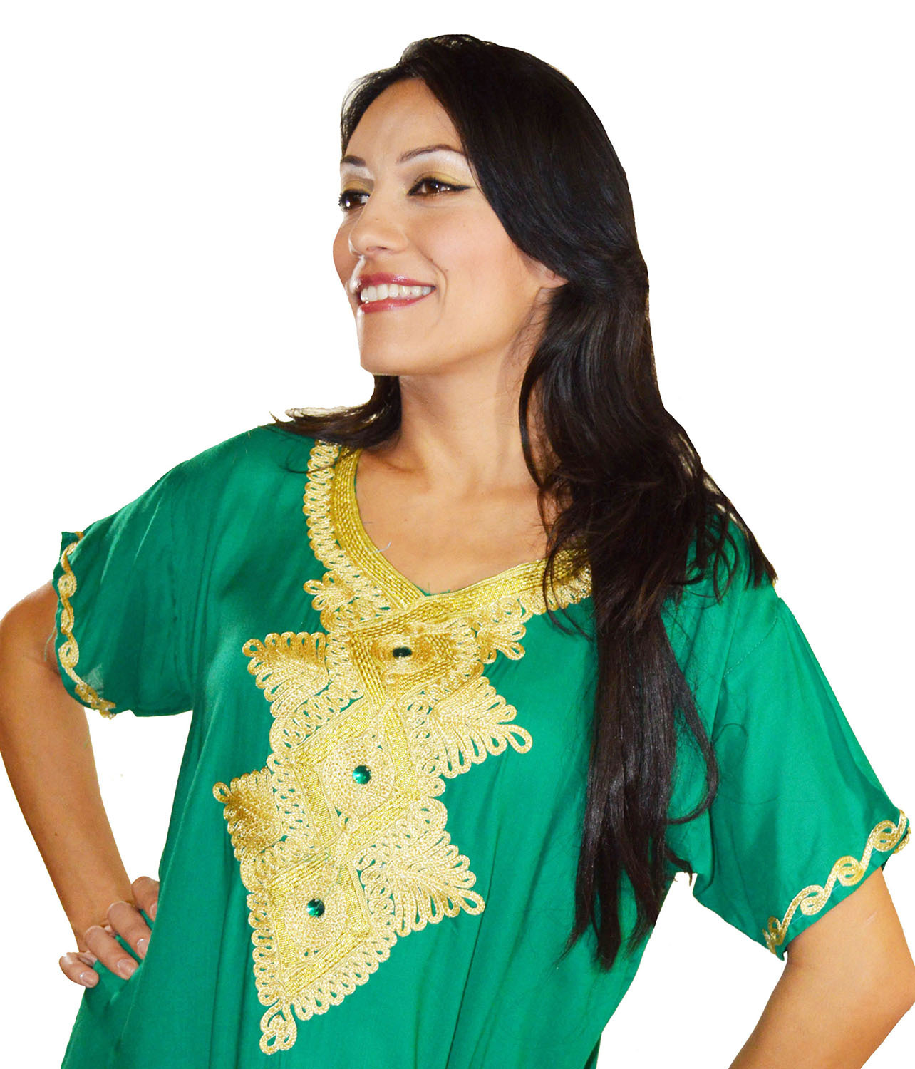 Moroccan Caftan Kaftan Dress Abaya African Womens Casual Gown Handmade Green