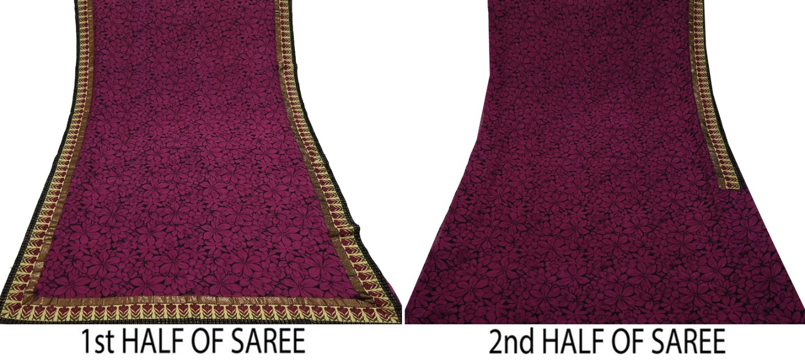 Indian Vintage Sari Pure Georgette Silk Printed Saree Craft Fabric Sewing 5yd