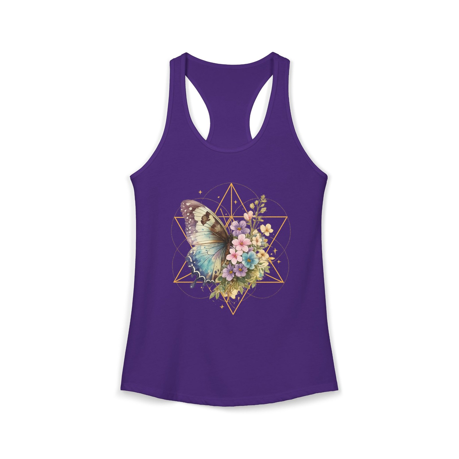 Merkaba butterfly spiritual sacred geometry Women’s Ideal Racerback Tank
