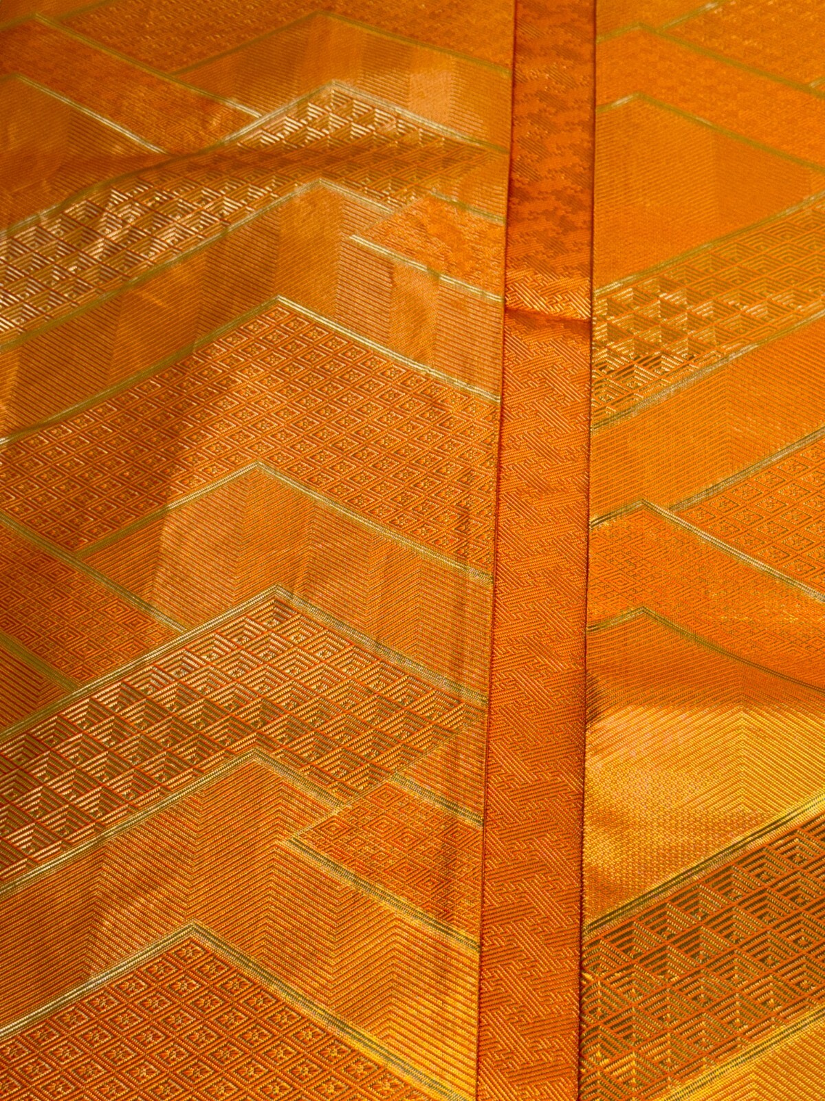 Japanese Vintage Kimono Fukuro Obi silk orange expensive tradition 170×12.2in