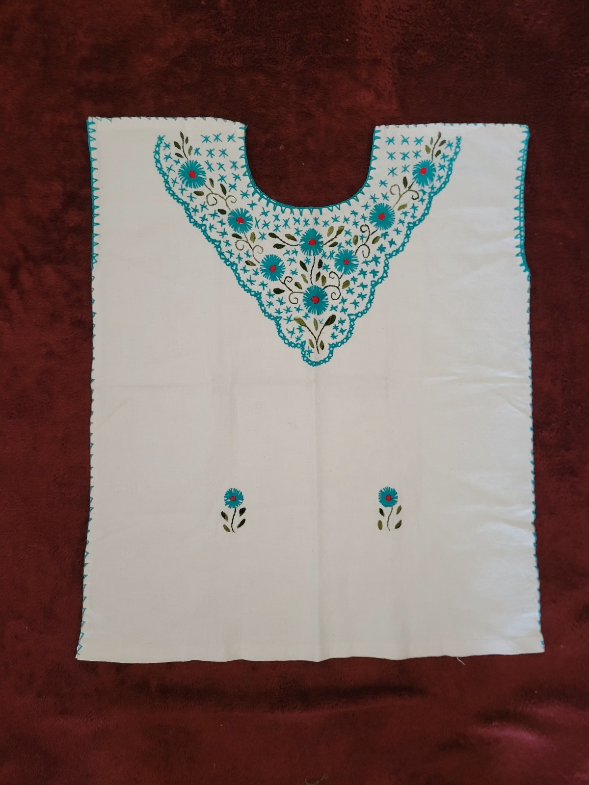 Cotton Huipil Hand Made Embroidered Design from Tlacolula Oaxaca