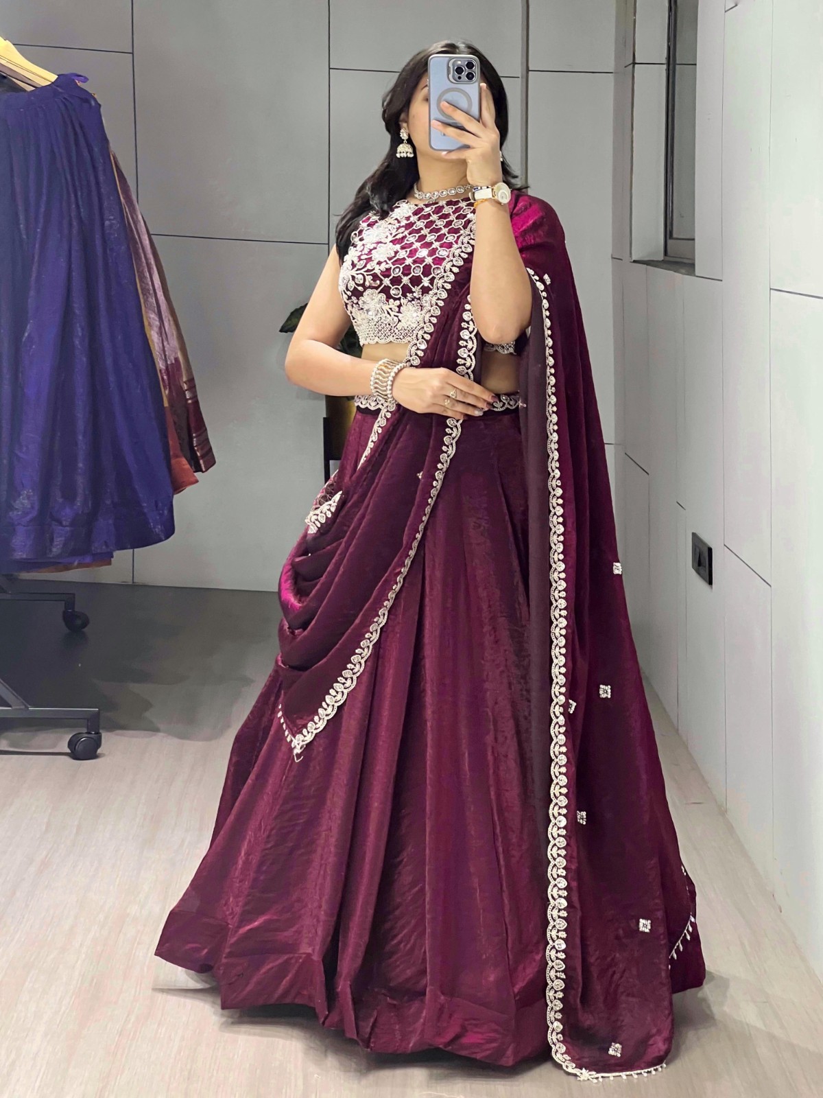 Fendy Lehenga Choli Beads Work Sequins Embroidery Indian Wedding Party Wear