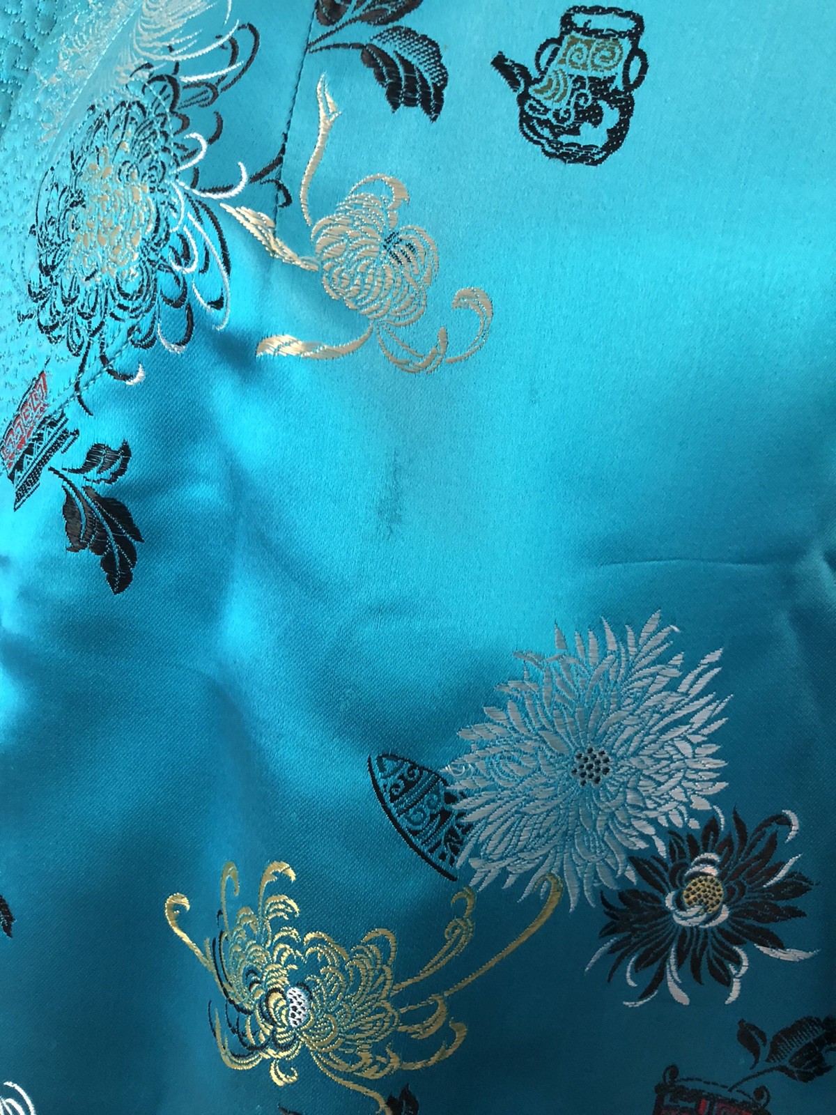 Vtg Peony Brand Chinese Kimono Size 38 Women’s S-M Reversible Blue Or Red FLAWED
