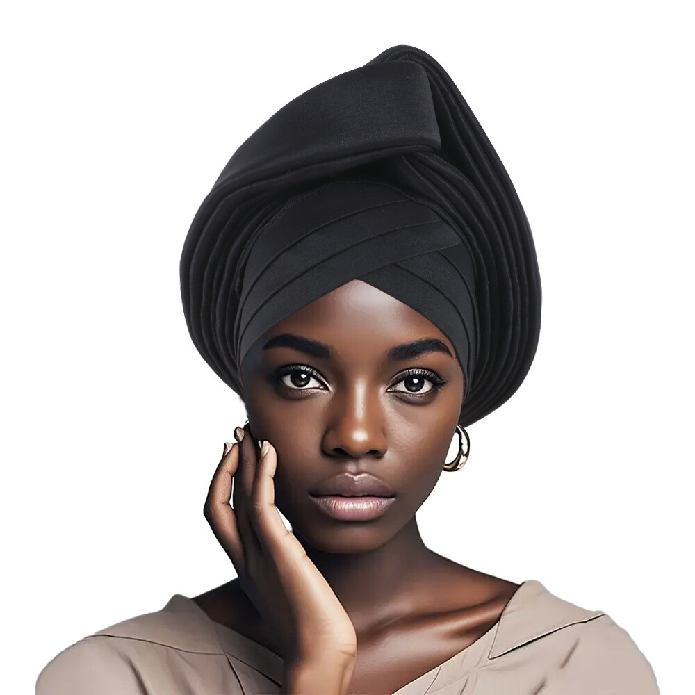 African Nigerian Women Head Wrap Hat Aso Oke Auto Gele Headtie Cap Islamic Hats