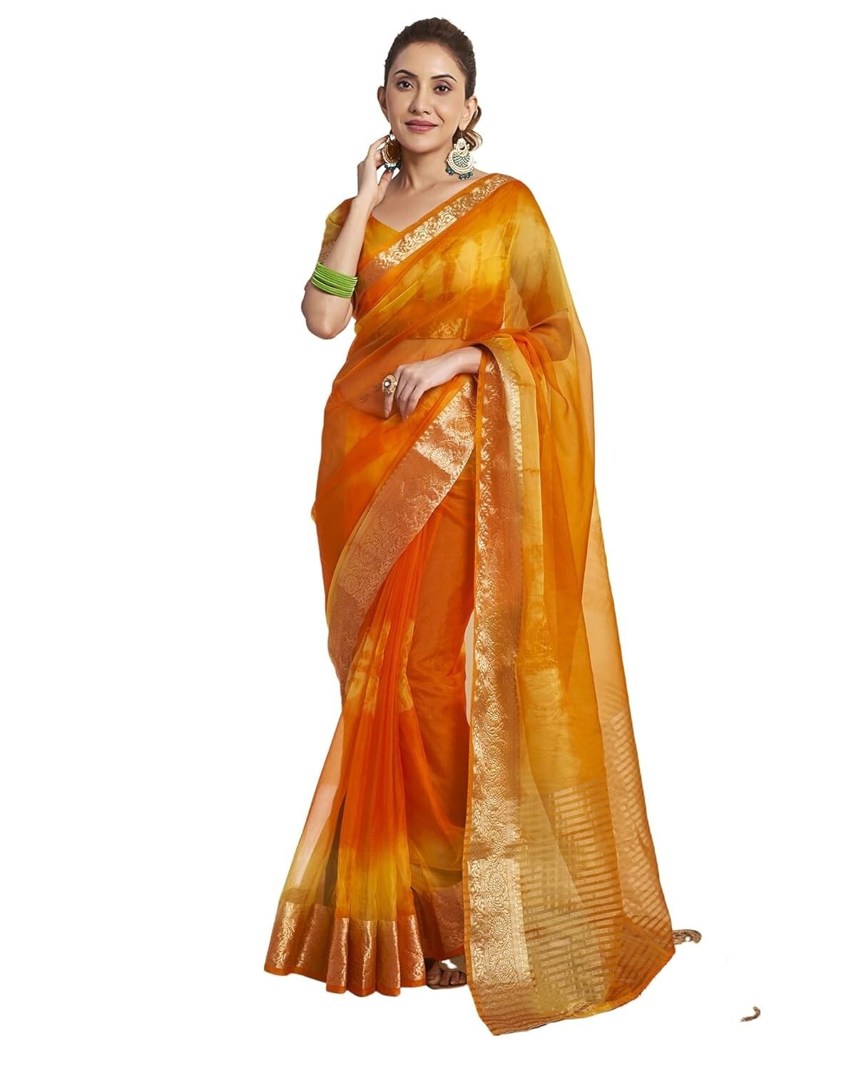 Georgette Hot Fixing Stone Work Saree With Unstitched Blouse Piece