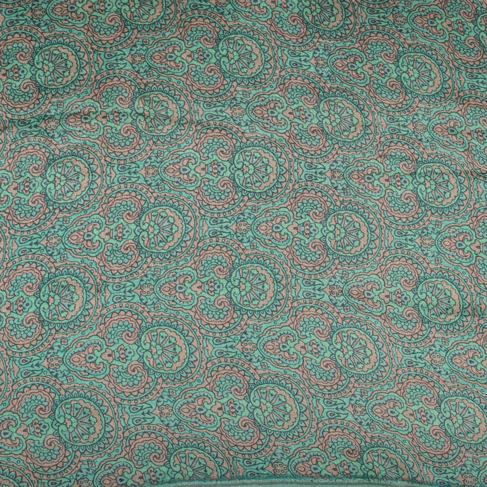 Sanskriti Vintage Saree Green Soft Pure Silk Floral Printed Sari 5.5+Yd Fabric
