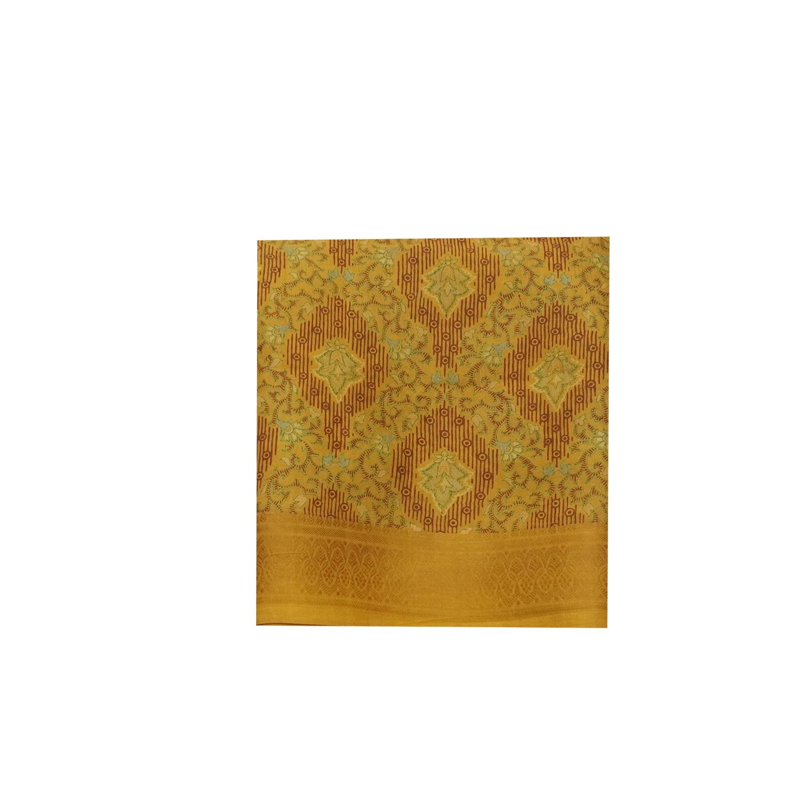 Vintage Mustard Sarees 100% Pure Silk Printed Indian Sari 6YD Decor Craft Fabric