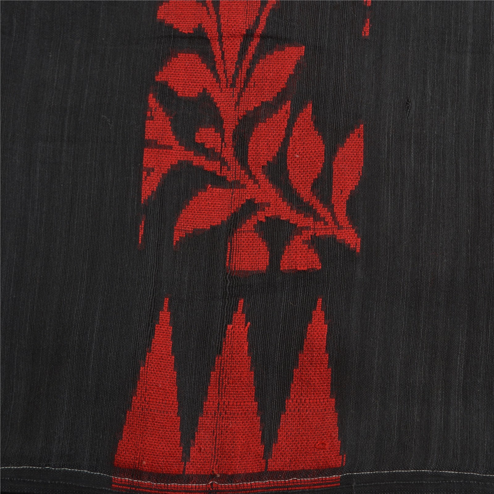 Sanskriti Vintage Black Indian Sarees Blend Silk Hand-Woven Sari 5 Yd Fabric