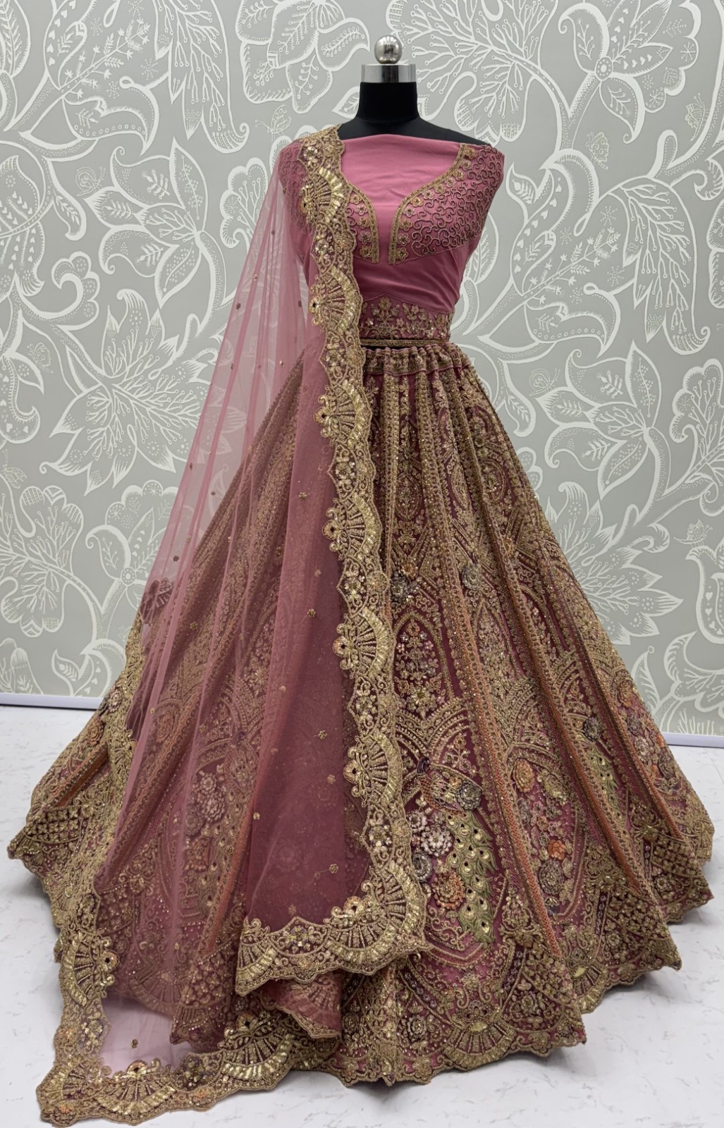 Bridal Net Lehenga Choli Peacock Zari Sequins Embroidery Party Wear Dress