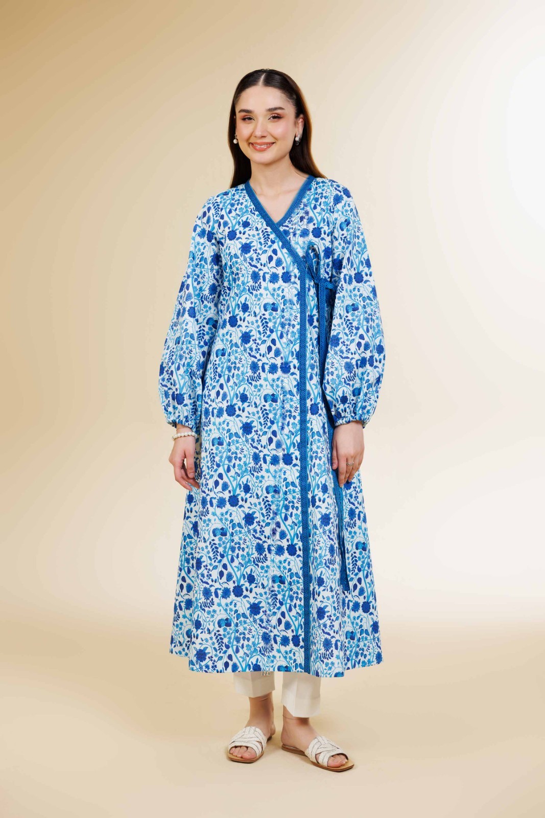 Pakistani Kameez Shalwar Dupatta (Blue 3PC) Unstitched Slub Cotton/Cambric