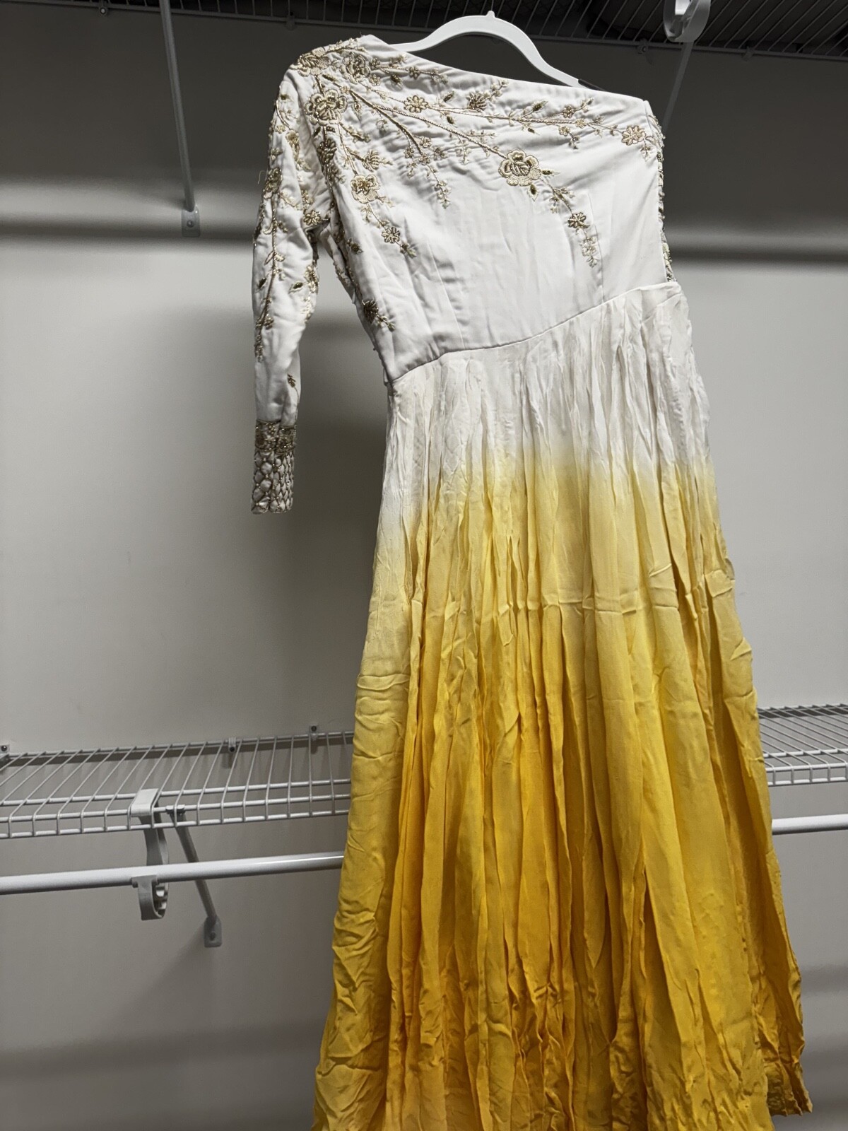 Party Wear Yellow and White Modern Designer Indian Gown. One of a kind!!!