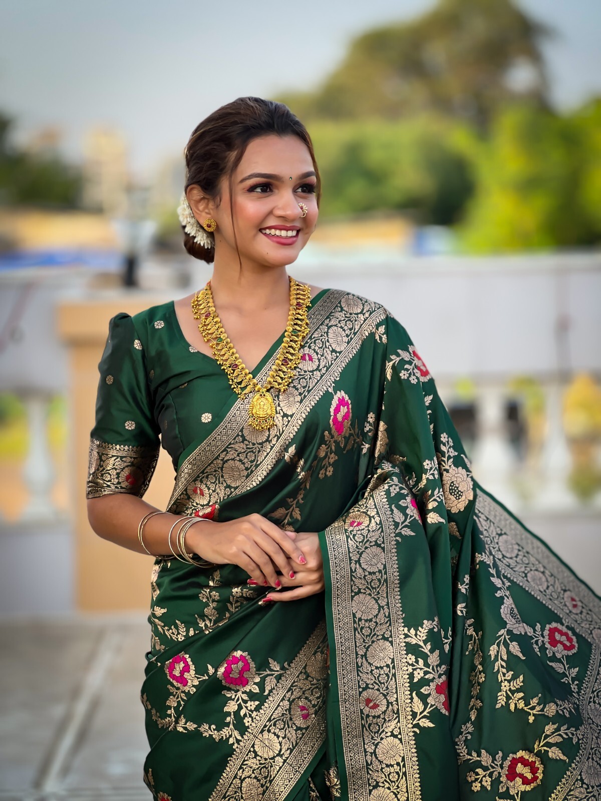 Meenakari Soft Banarasi Silk Women Sari Designer Weaving Indian Traditional Sari
