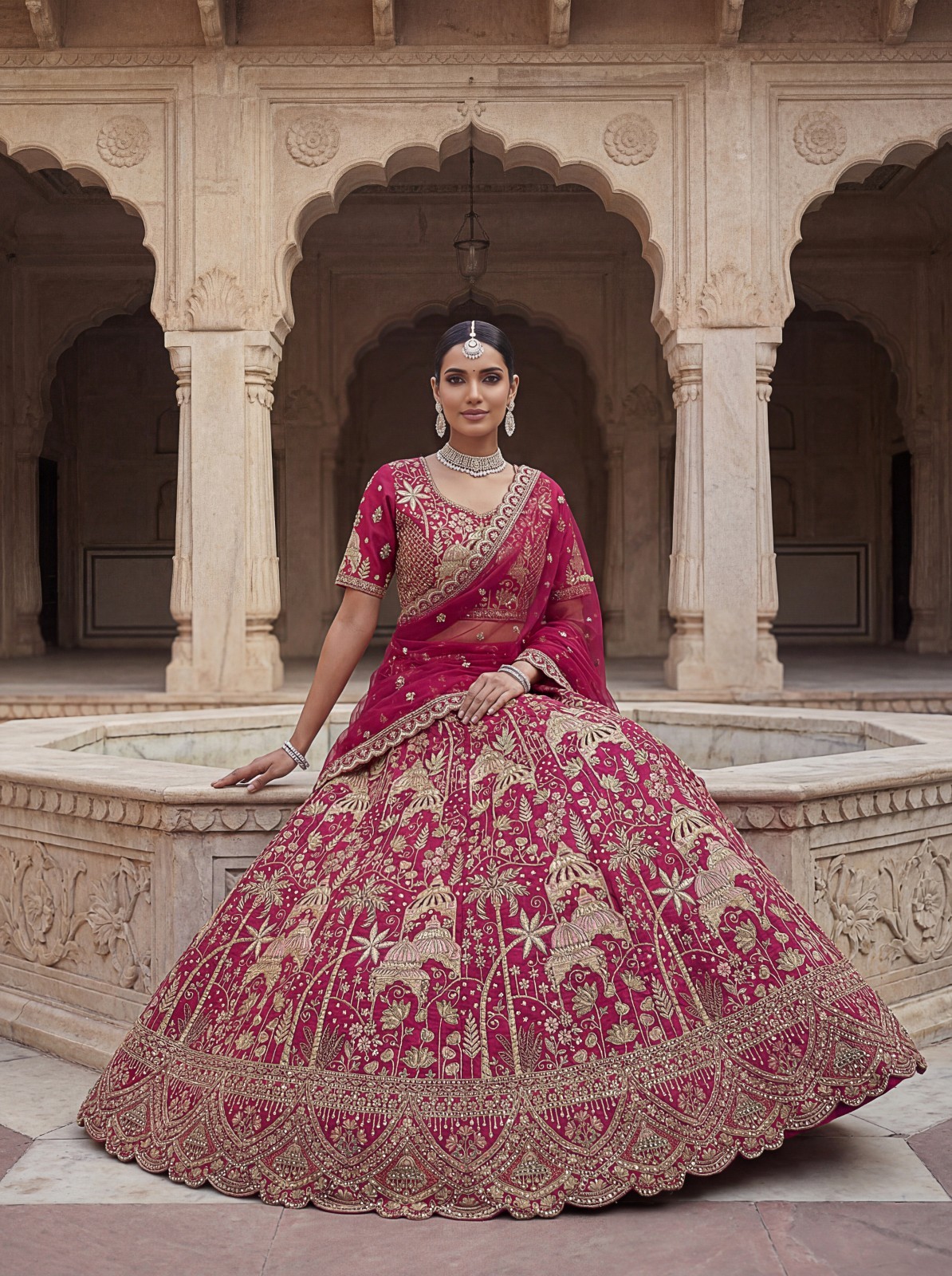 Silk Lehenga Choli Dori Thread Sequins Wedding Reception Party Outfit