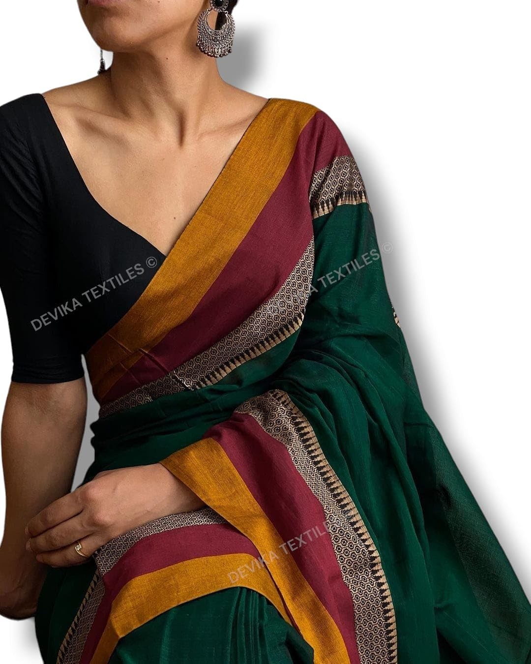 Pure Handloom Cotton Sarees with Running Blouse Piece For Women