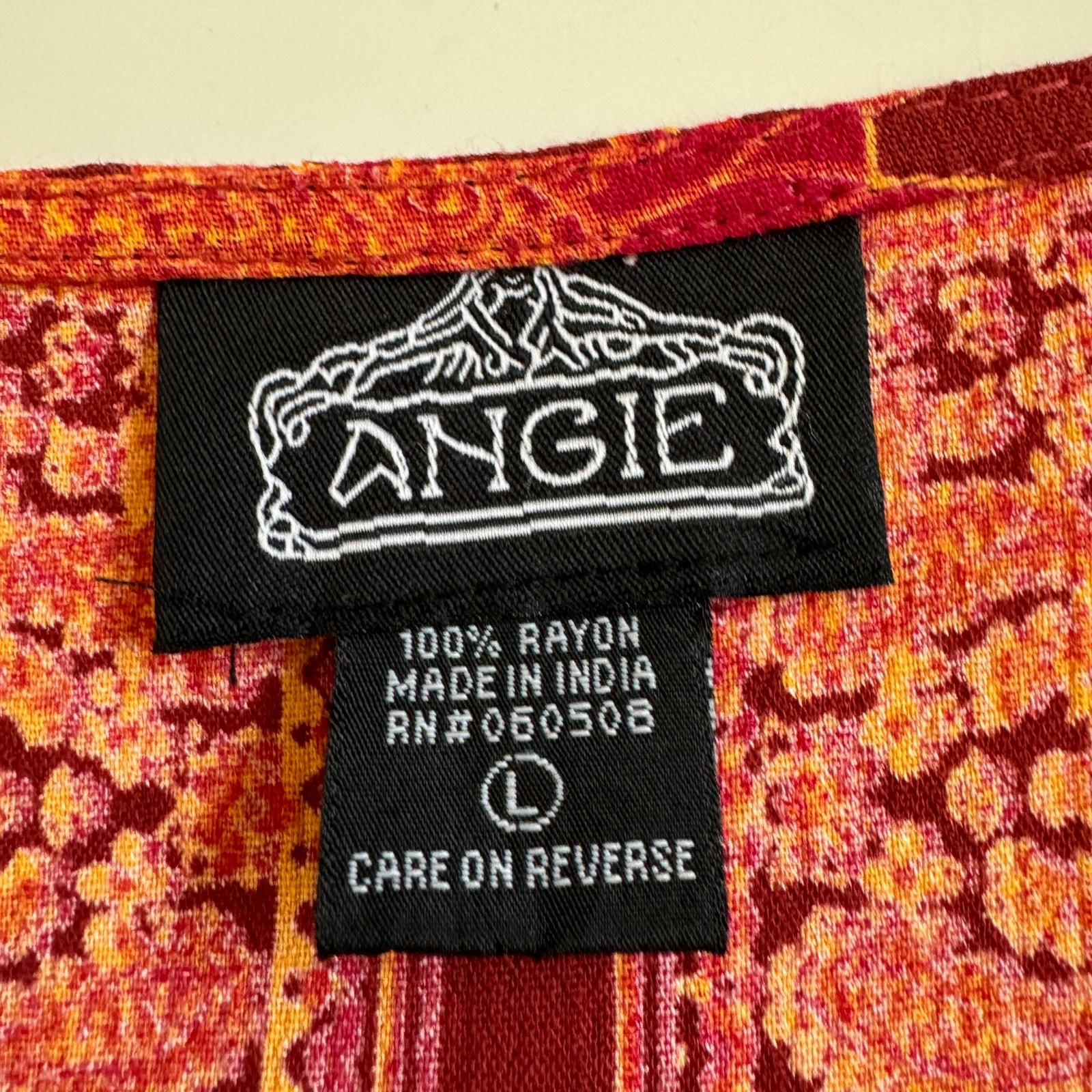 Angie Flyaway Kimono Crimson Size Large EUC Beach Boho Swim Coverup Floral