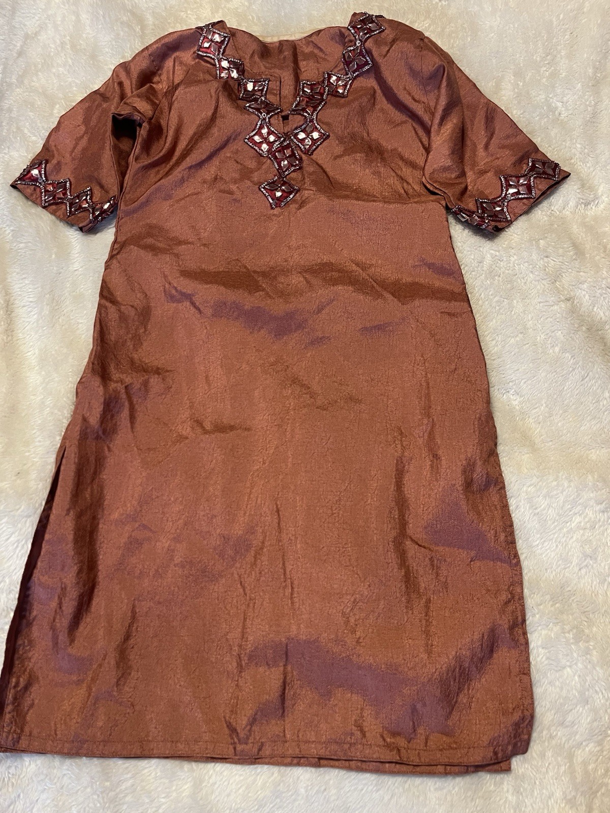 NEW Orange Silky Pakistani Desi Kameez Eid Gathering