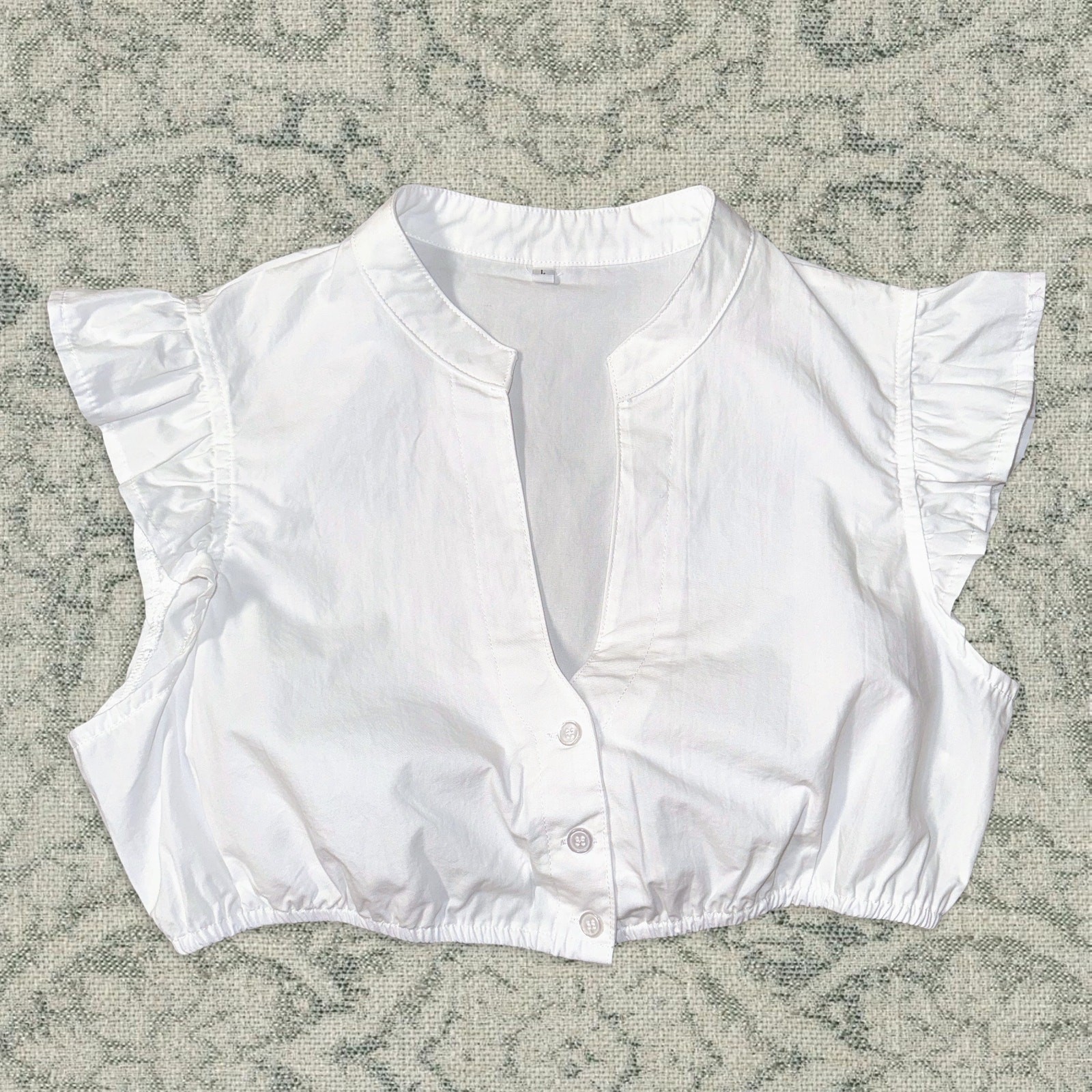 New 2XL White Ruffle Sleeve Dirndl Oktoberfest Top High V Neck Blouse